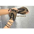 trim black mesh fingerless gloves with lace trim costume accessories