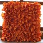   Throw Pillow Covers   Satin Pillow Cover with Orange Satin Ruffles