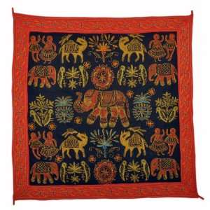 com Handmade Indian Elephant Tapestry Wall Hanging Table Throw Cover 