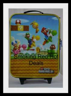 Super Mario Bros. Rolling Luggage Suitcase Kids Rare Luigi Toad Yoshi 