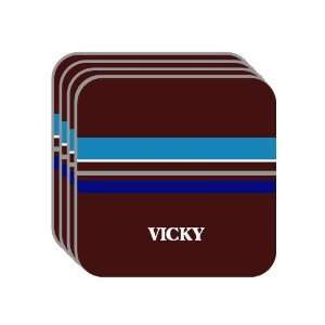   VICKY Set of 4 Mini Mousepad Coasters (blue design) 