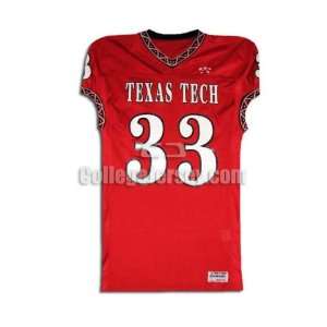  Red No. 33 Game Used Texas Tech Betlin Football Jersey 