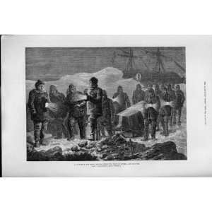   In The Artic WinterS Night Funeral 1880 Antique Print