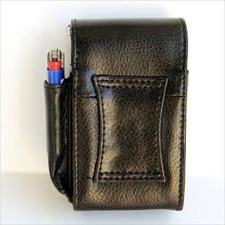 BLACK CIGARETTE HARD CASE pouch Leather Holder Wallet  