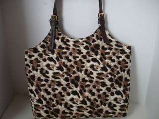 Michael Kors Leopard CanvasBag Tote Brown Leather Trim  