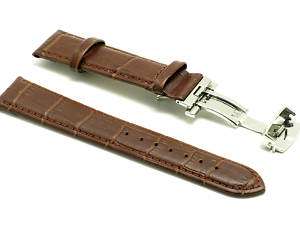 20mm Brown Leather watch Band DEPLOYMENT CLASP for 20mm  