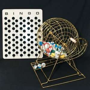 Bingo Set   Large Brass Cage, Balls and Masterboard Toys 