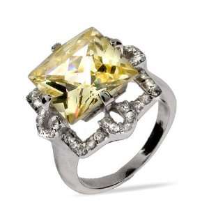 Celebrity Style Princess Cut Canary CZ Cocktail Ring Size 5 (Sizes 5 6 