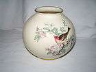 Vintage Lenox Serenade Globe vase, cream floral & birds