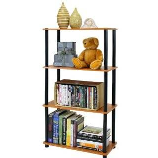Furinno 99557LC/BK 4 Tier Rack Bookshelf and Bookcase Display Storage 