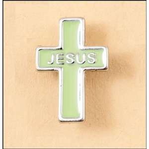  Jesus Green Cross Lapel Pin 