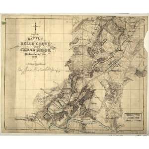  Civil War Map Sketch of the battle of Belle Grove or Cedar 