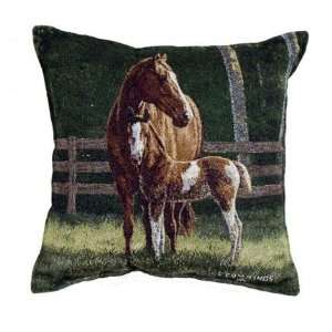 Josie Horse and Colt Decorative Tapestry Toss Pillow USA Made  