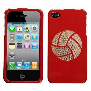 Bright Flaming Red and White Crystal Rhinestone Bling Bling Volleyball 