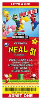 Setof10 Super Mario Bros Personalized Invitations H  