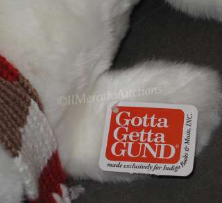 NEW GUND Plush White SEAL Red Brown Knit Scarf 46587 Stuffed Animal 