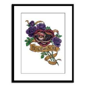  Large Framed Print Heart and Soul Roses and Motorcycle 