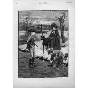   Ice Skating In Deartk December By Dadd Old Prints 1893