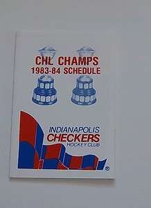 indianapolis checkers pocket schedule 1983 84 NHL  
