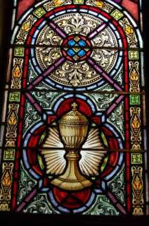 Beautiful Old Church Stained Glass Window #8 +chalice  