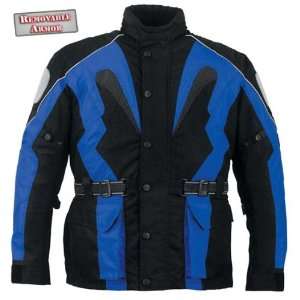   Armored Black and Blue Waterproof Tri Tex™ Fabric Motorcycle Jacket