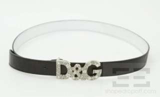   Dolce & Gabbana Black Patent Leather & Crystal Monogram Belt Size 90