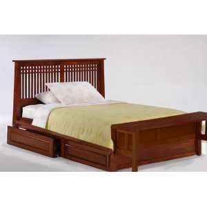   Bed w/ Cherry Finish + 2 Drawer Set & Footboard Bench