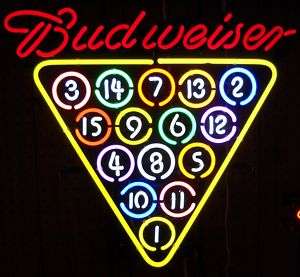Budweiser Billiards Neon Sign Bar Bud Busch Open  