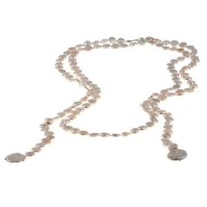  Nanni White Freshwater Pearl 60 inch Lariat Necklace (10 mm) Jewelry