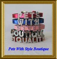Bling Personalized Rhinestone Leather Dog Collar XXS  
