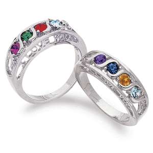 PERSONALIZED PLATINUM PLATED MOTHERS RING  