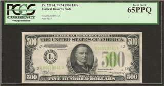   500 Bill Note San Francisco District Light Green Seal PCGS GEM 65 PPQ