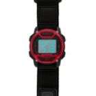   Digital Watch with Red/Black Case and Black Fast Wrap Fabric Band