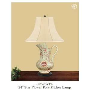 Star Flower Porcelain Pitcher Lamp 24 H by JB Hirsch  