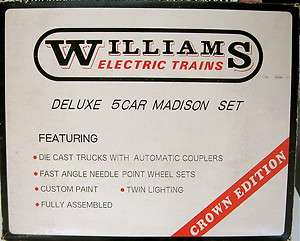 Williams Electric Trains Deluxe 5 Car Madison Set Crown Edition PRR 