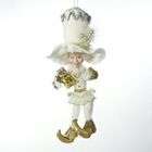 KSA Pack of 3 Ivory, Silver & Gold Pixie Elf with Gift Christmas 