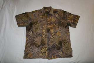   Hawaiian Shirt Lavender and Gold Palm Fronds Large 100% Cotton  