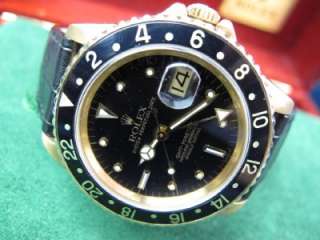   Rolex GMT Master 18kt Yellow Gold Date Watch Ref 16758 w/ Box  