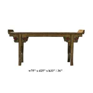  Vintage Yellow Rustic Lacquer Altar Console Table Ass579 