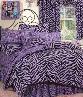 ZEBRA Purple 8pc Queen Bed in Bag comforter set Animal  