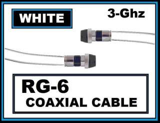   White Rg6 Coaxial Satellite Antenna TV Water Proof Boot Cable  