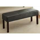   Espresso faux leather upholstered bedroom bench with dark wood legs