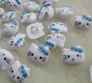 100x Blue Bow Hello Kitty Plastic Buttons Sewing F198  