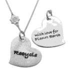 Silver Earth Mixed Finish Heart Pendant in Sterling Silver