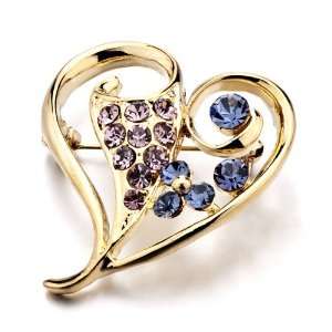 Purple Blue Crystal Gold Heart Brooches And Pins Pugster 