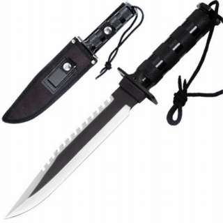   Bowie Knife Rambo Style w Survival Kit Sharpening Stone  