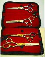PROFFESIONAL SHEARS Leather Case. 2 HAIR DRESSING   2 THINNING 
