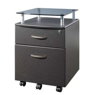 Two Drawer File Cabinet With Glass Shelf Graphite $230  