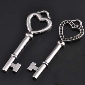 Keys Wholesale Steampunk Antiqued Silver Heart Skeleton Key Jewelry 