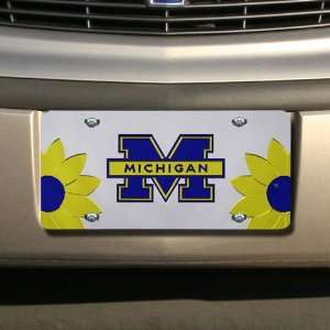  Michigan Wolverines Flower Power Silver Mirrored License 